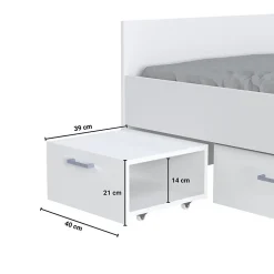 Lit TWIST 90x190 + chevet + tiroir / Blanc