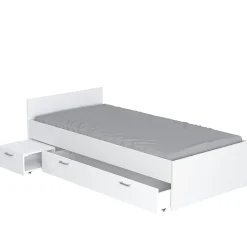 Lit TWIST 90x190 + chevet + tiroir / Blanc
