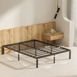 Lit 160x200 avec Sommier, 36 cm Sommier Plateforme Métallique, Cadre de Lit 160 x 200cm pour Rangement sous Le lit