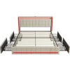 Lit 140x200 Avec Sommier LED Et USB, Lit Coffre 140x200 Avec Lattes Et 4 Tiroirs , Beige