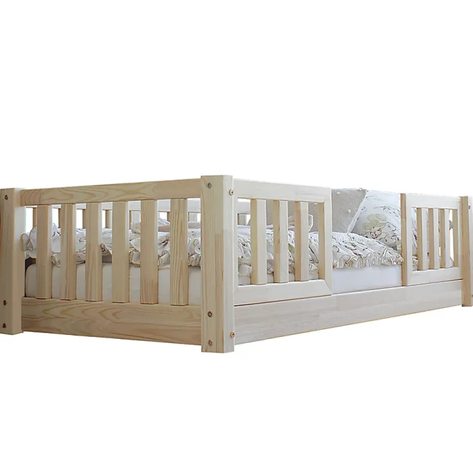 Lit 70x140 barrières et sommier inclus pieds 1 cm Agnès Bois