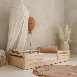 Lit 90x190 barrières et sommier inclus pieds 1 cm Mylena Bois