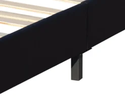Lit 140x200 cm - avec sommier - tete de lit capitonnee noir - pieds 10 cm - 13 lattes - confort optimal - design moderne