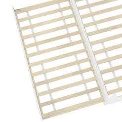 Lit 140x200 cm avec bureau intégré et lit gigogne, structure pin blanc et 3 étagères fonctionnelles