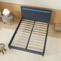 Lit 140x190 cm avec Éclairage LED Simili Noir