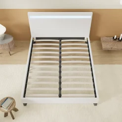 Lit 160x200 cm avec Éclairage LED Simili Blanc