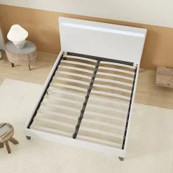 Lit 160x200 cm avec Éclairage LED Simili Blanc