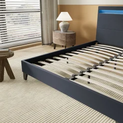 Lit 120x190 cm avec Éclairage LED Simili Noir