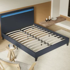 Lit 120x190 cm avec Éclairage LED Simili Noir