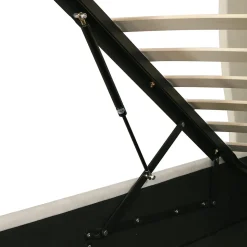 Lit 160x200 cm avec coffre et tête de lit haute capitonnée style Chesterfield en velours beige, cadre solide