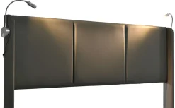 Lit 140x200 cm avec coffre lumiere de lecture ports USB cadre PU avec sommier sans matelas