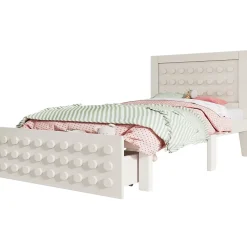 Lit 90x190 cm avec tiroir et grand espace sous-lit 26 cm, design créatif en bois blanc, idéal enfant