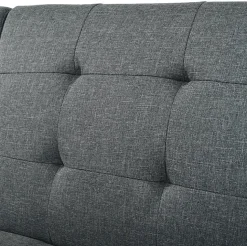 Lit 146x89 cm convertible 3-en-1 en tissu lin gris, dossier 5 positions, cadre bois et renfort métal