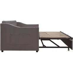 Lit 90x190 cm convertible en 180x190 cm avec rangements intégrés, accoudoirs coffre et revêtement velours gris