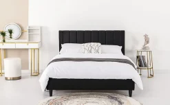 Lit 160x200 cm en velours noir - CAMBRIDGE