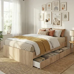 Lit 160x200 cm KAPPA+ 2 tiroirs / Chêne Blanchi