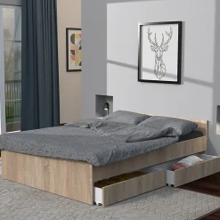 Lit 160x200 cm KAPPA+ 2 tiroirs / Chêne Blanchi