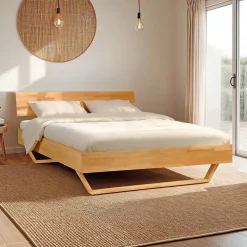 Lit 160x200 cm TAO + Sommier / Hêtre massif huilé