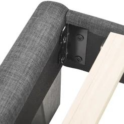 Lit 140x200 cm tapissé lin gris avec tête de lit rembourrée haute et matelas à ressorts 140x200 cm inclus