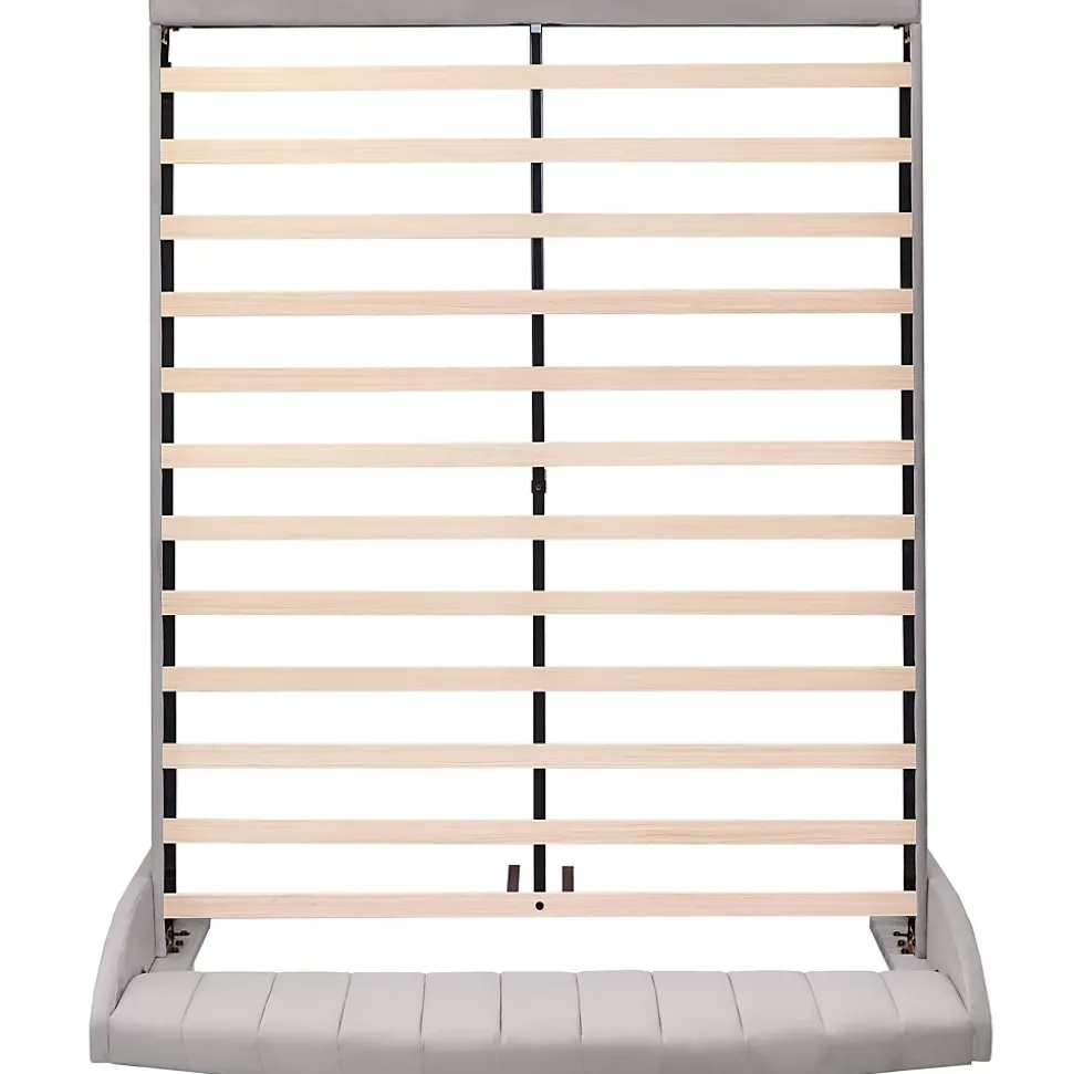 Lit 160x200 cm tapissé velours gris avec tête de lit rembourrée et sommier à lattes robuste, design moderne