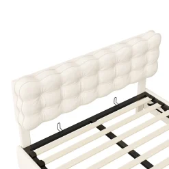 Lit 140x200 cm, velours, tête capitonnée, hydraulique, LED, rangement, sommier à lattes