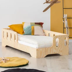 Lit 90x190 entree droite sommier inclus Estelle Bois