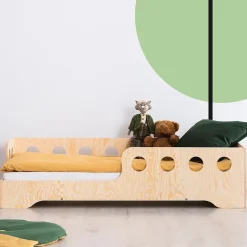 Lit 90x190 entree gauche sommier inclus Sacha Bois