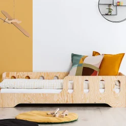 Lit 90x200 entree gauche sommier inclus Estelle Bois