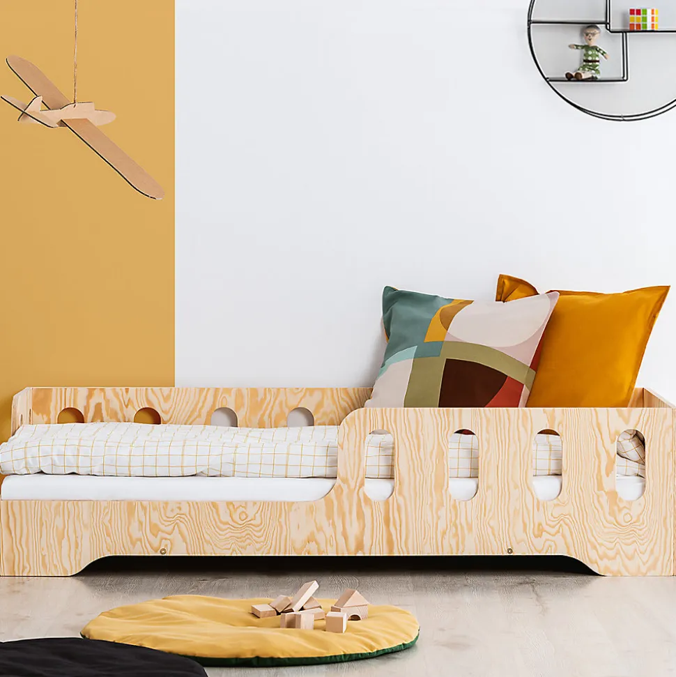 Lit 90x200 entree gauche sommier inclus Estelle Bois