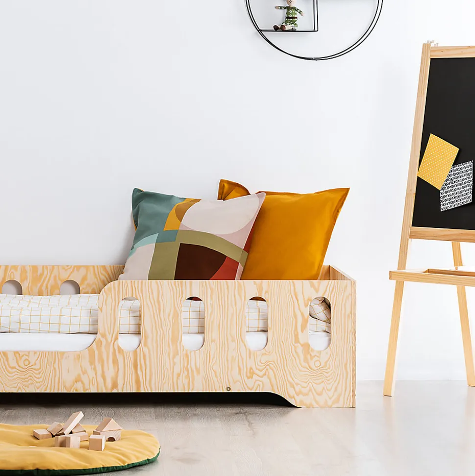 Lit 90x200 entree gauche sommier inclus Estelle Bois