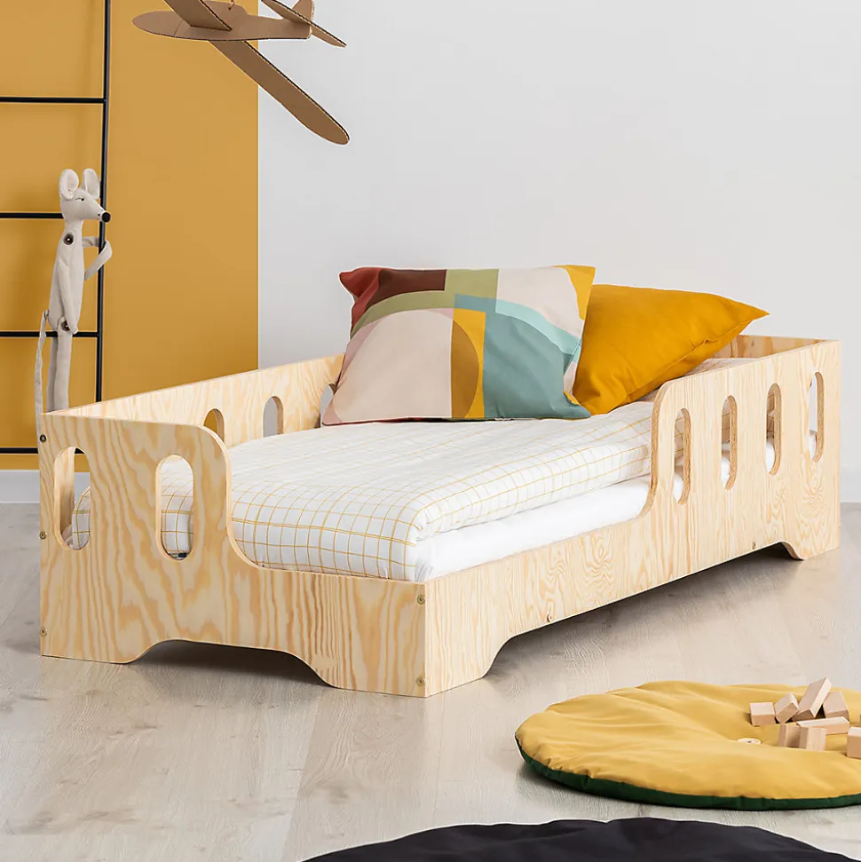 Lit 90x200 entree gauche sommier inclus Estelle Bois