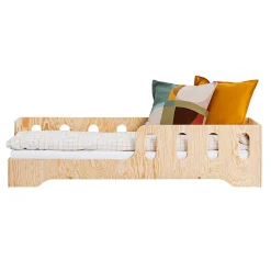 Lit 90x190 entree gauche sommier inclus Estelle Bois