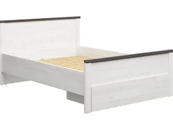 Lit 140x200 Lit double coloris Gris Mélèze clair / Pin larico - Longueur 206 x Profondeur 150 x Hauteur 95 cm