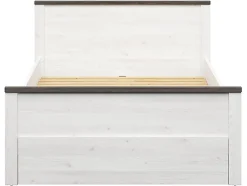 Lit 140x200 Lit double coloris Gris Mélèze clair / Pin larico - Longueur 206 x Profondeur 150 x Hauteur 95 cm