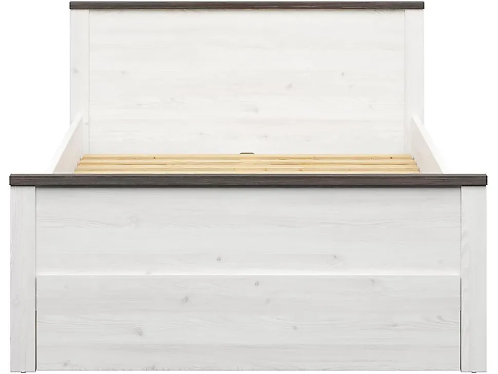 Lit 140x200 Lit double coloris Gris Mélèze clair / Pin larico - Longueur 206 x Profondeur 150 x Hauteur 95 cm