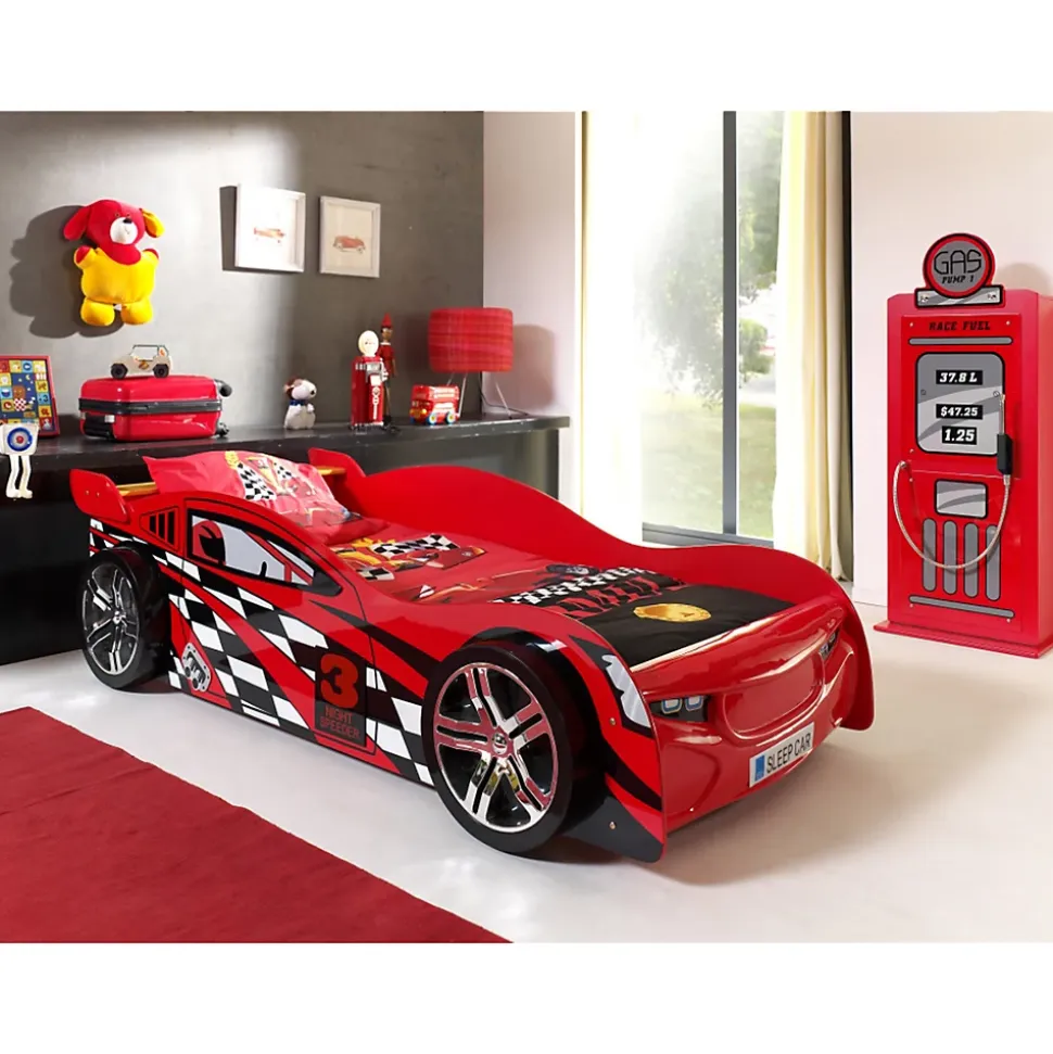 Lit 90x200 Night Speeder Sommier inclus Vipack Car beds - Rouge
