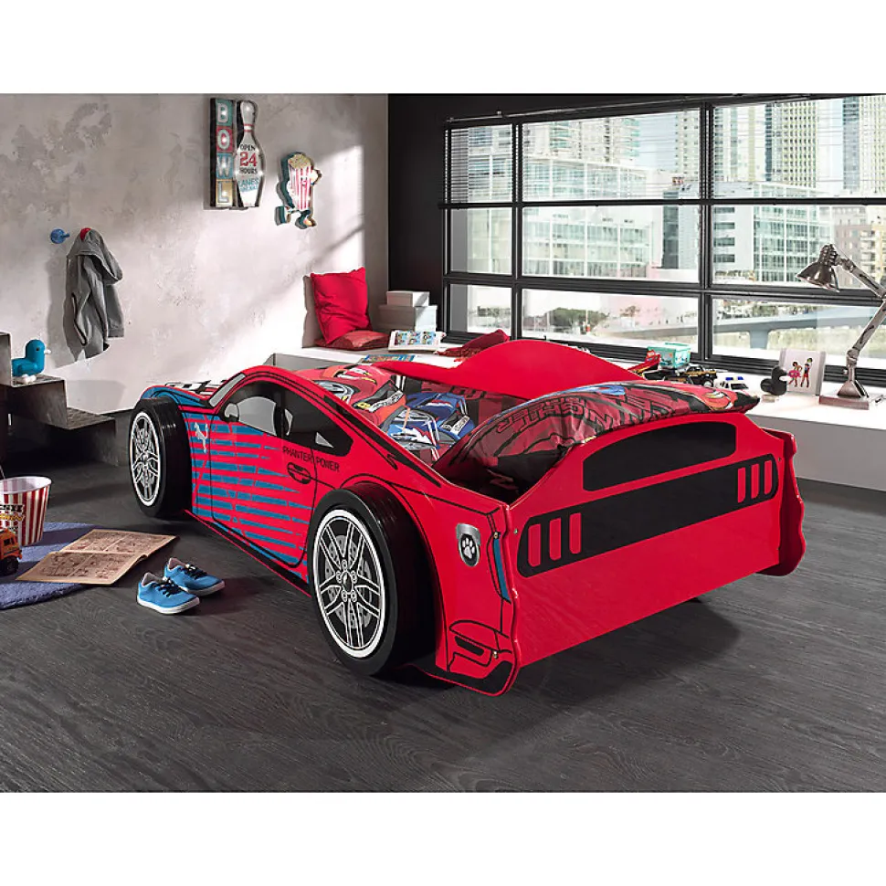 Lit 90x200 Panther Power Sommier inclus Vipack Car beds - Rouge