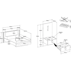 Lit 140x190/200 PARISOT KIERAN chêne noir avec chevets intégrés