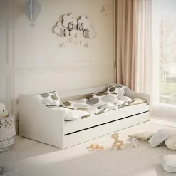 Lit 90x200 sommier et tiroir inclus Kocot Kids Allison Blanc