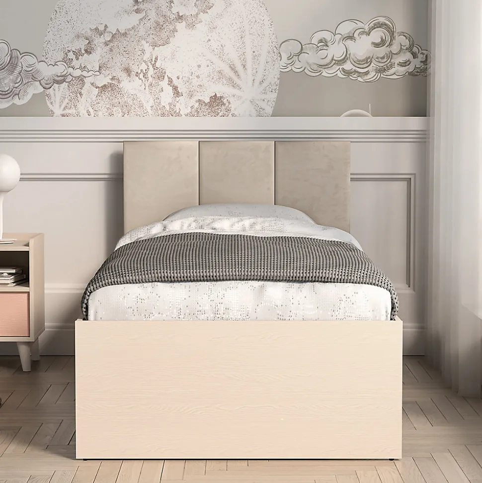 Lit 90x200 sommier et tiroir inclus Alycia Beige