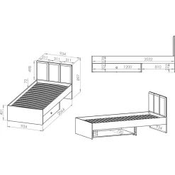 Lit 90x200 sommier et tiroir inclus Alycia Beige