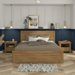 Lit 180x200 sommier et tiroirs inclus Hella Bois