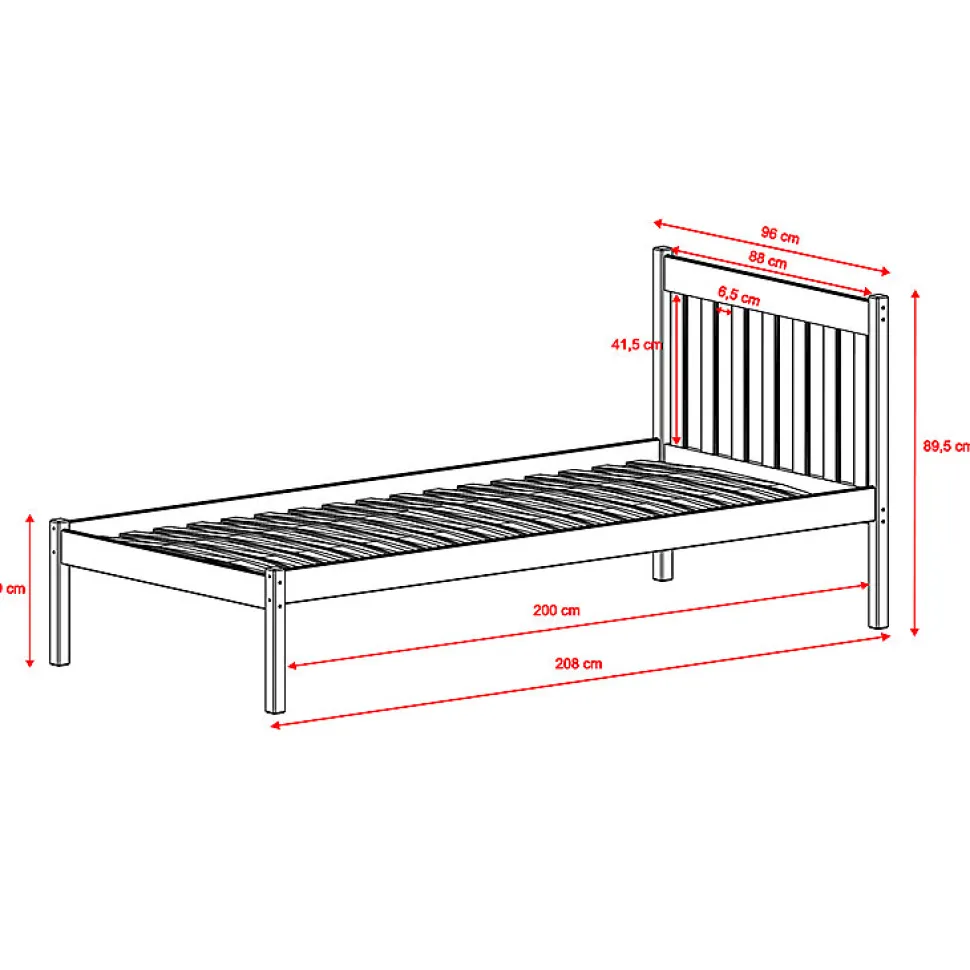 Lit 90x200 sommier inclus Marthe Blanc
