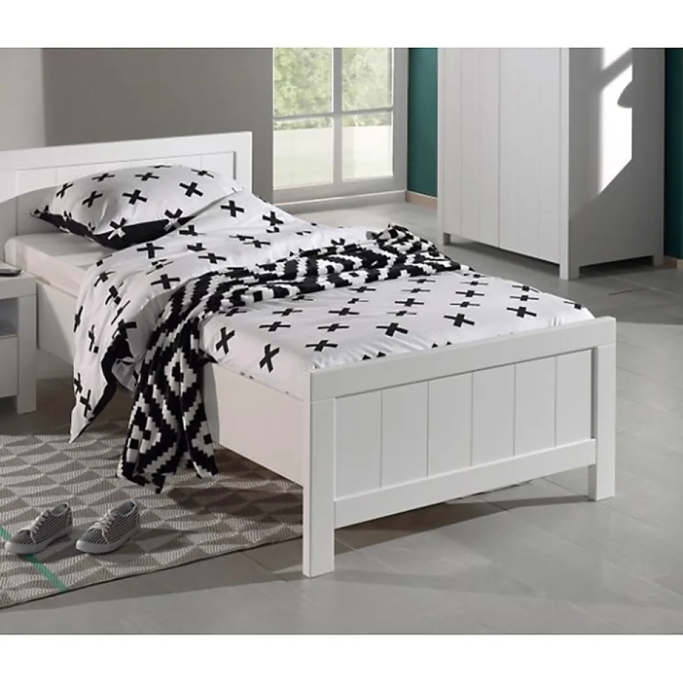 Lit 90x200 Sommier inclus Vipack Erik - Blanc