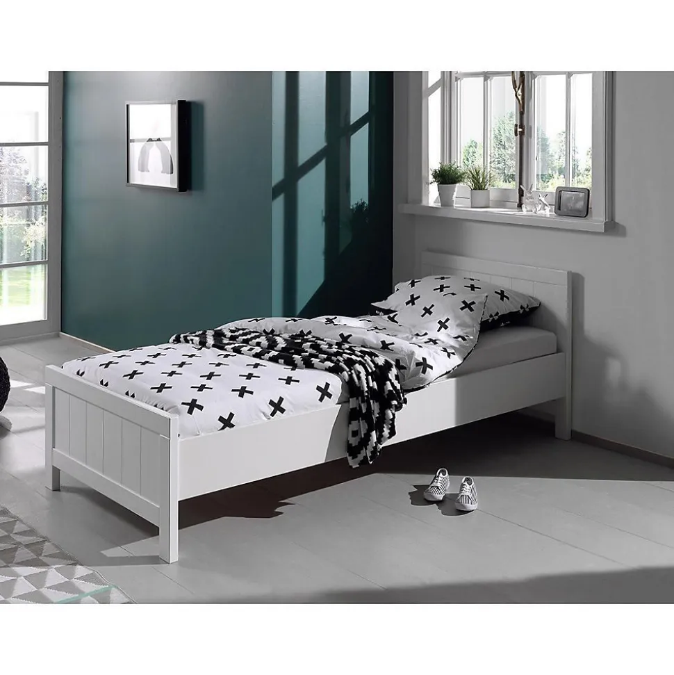 Lit 90x200 Sommier inclus Vipack Erik - Blanc