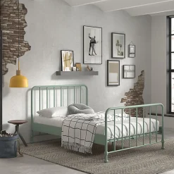 Lit 140x200 sommier inclus Vipack Bronxx Vert olive mat