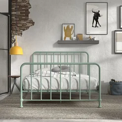 Lit 140x200 sommier inclus Vipack Bronxx Vert olive mat