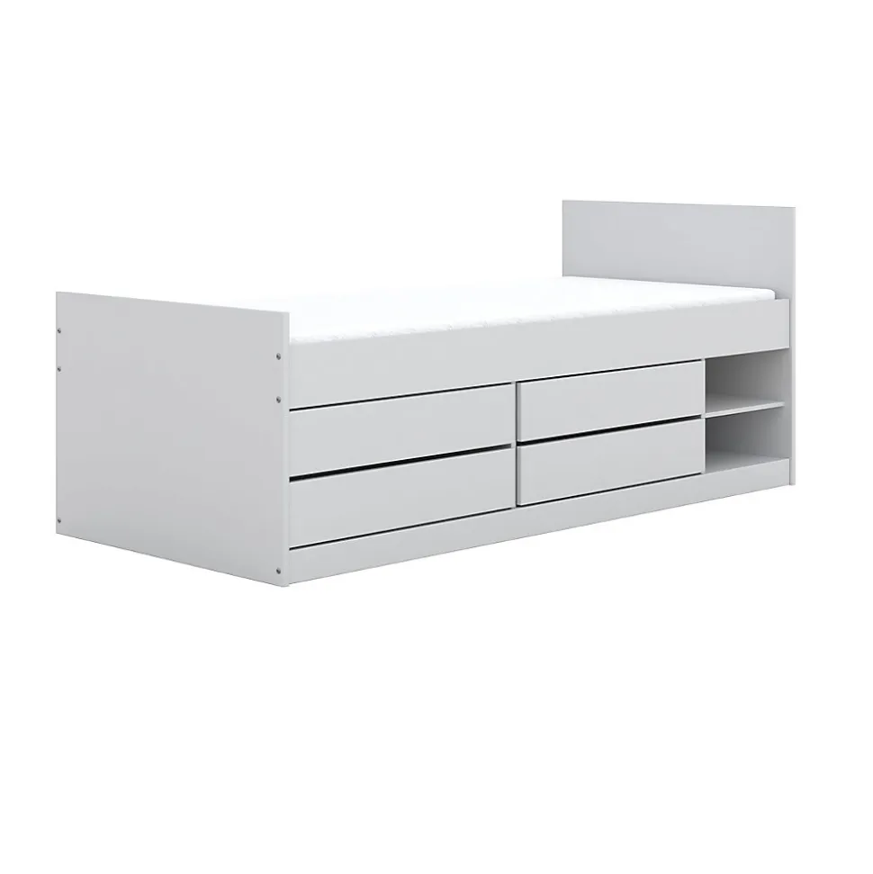 Lit 90x200 sommier matelas et tiroirs inclus Kocot Kids Leon Blanc