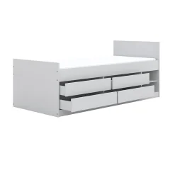 Lit 90x200 sommier matelas et tiroirs inclus Kocot Kids Leon Blanc