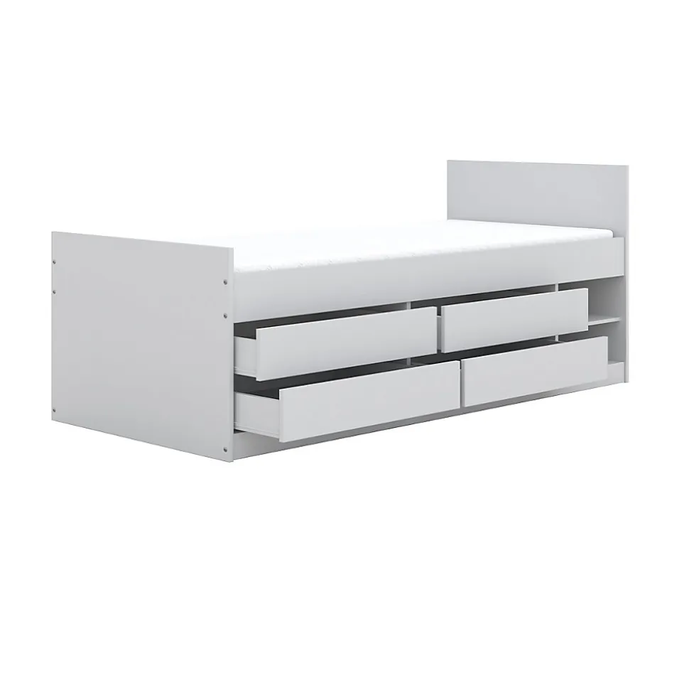 Lit 90x200 sommier matelas et tiroirs inclus Kocot Kids Leon Blanc